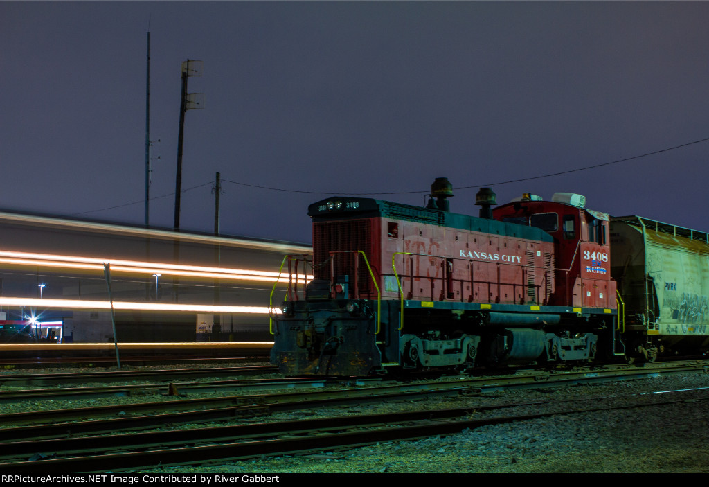 CPKC Run-Through Manifest Passing KCRR 3408 at UP Stateline Yard